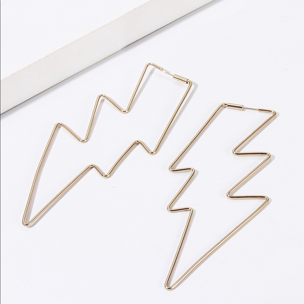 Gold Lighting bolt earrings